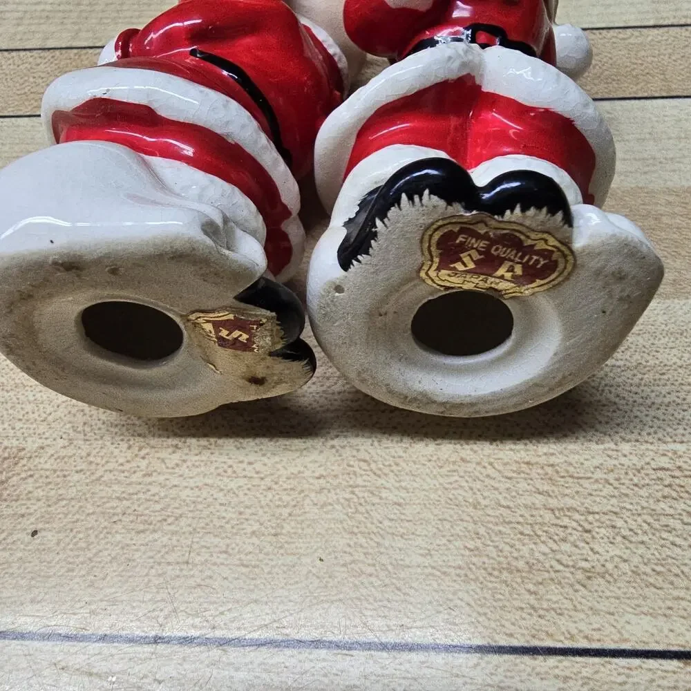 Vintage Kissing Santa Boy &‎ Girl Santa Claus Porcelain Figurines SR Japan
